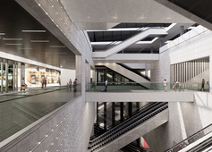 Visualisierung der Station Hauptbahnhof (Canyon), Ebene -1 (© a4d architekten)
