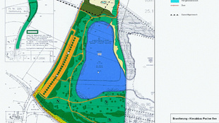 Pucher See, Genehmigungs- und Rekultivierungsplan zum Abbau von Kies